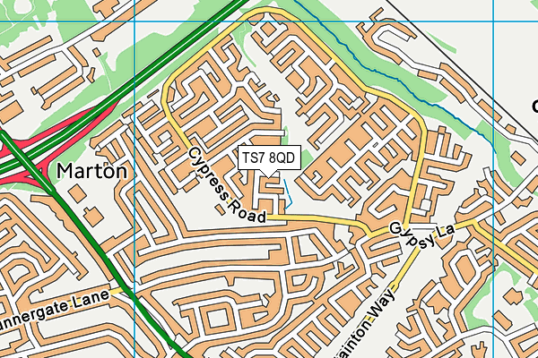 TS7 8QD map - OS VectorMap District (Ordnance Survey)