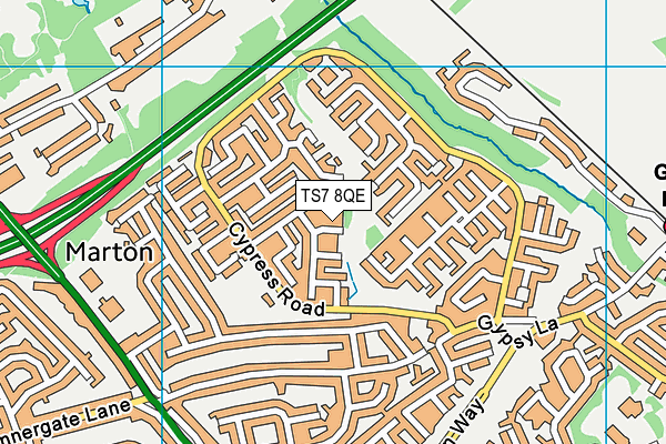 TS7 8QE map - OS VectorMap District (Ordnance Survey)