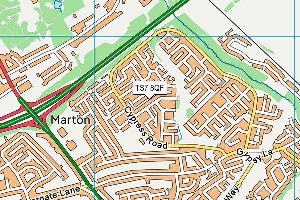 TS7 8QF map - OS VectorMap District (Ordnance Survey)