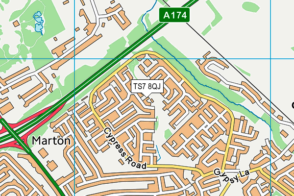 TS7 8QJ map - OS VectorMap District (Ordnance Survey)