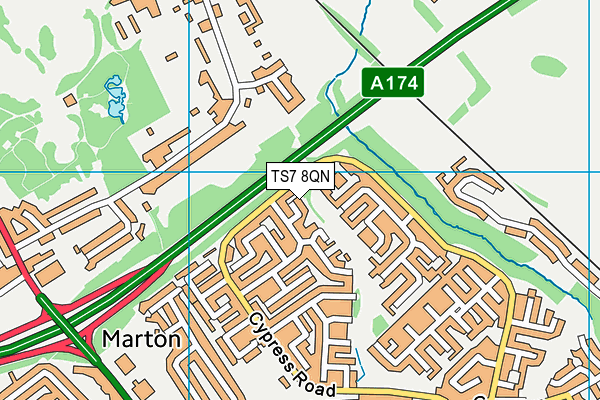 TS7 8QN map - OS VectorMap District (Ordnance Survey)