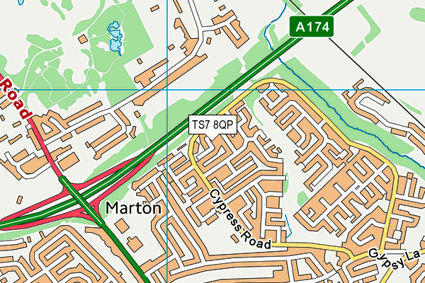 TS7 8QP map - OS VectorMap District (Ordnance Survey)