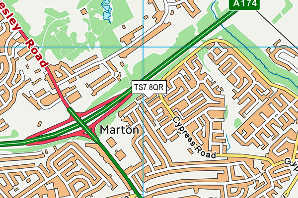 TS7 8QR map - OS VectorMap District (Ordnance Survey)