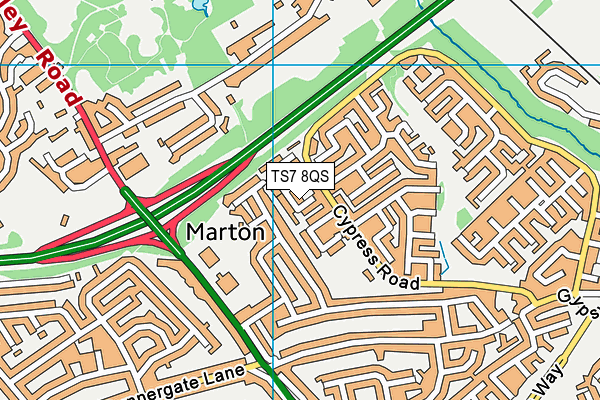 TS7 8QS map - OS VectorMap District (Ordnance Survey)