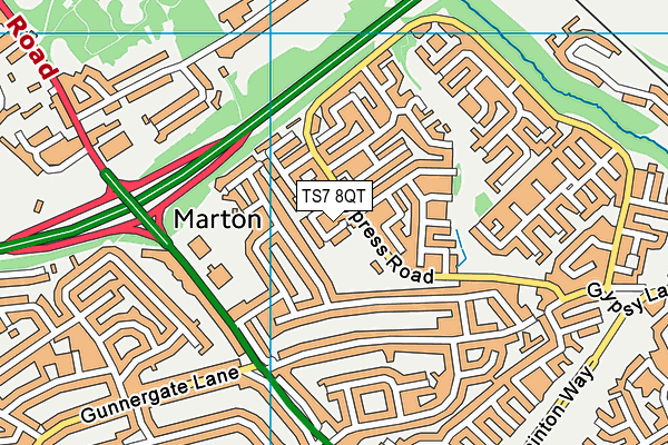 TS7 8QT map - OS VectorMap District (Ordnance Survey)