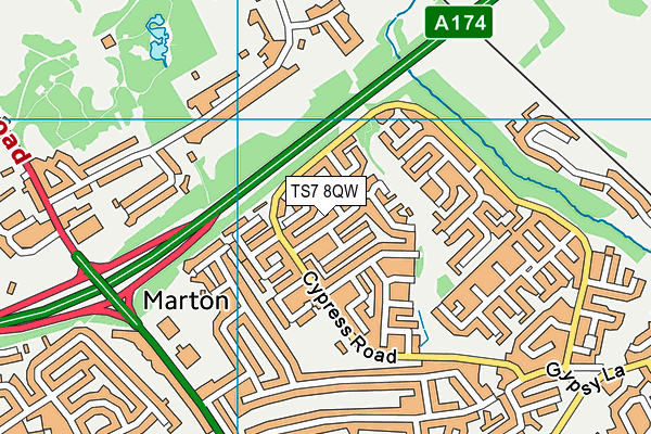 TS7 8QW map - OS VectorMap District (Ordnance Survey)