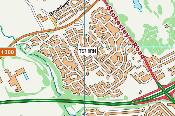 TS7 8RN map - OS VectorMap District (Ordnance Survey)