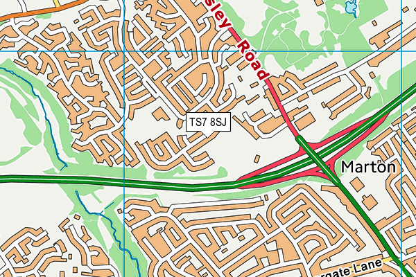 TS7 8SJ map - OS VectorMap District (Ordnance Survey)