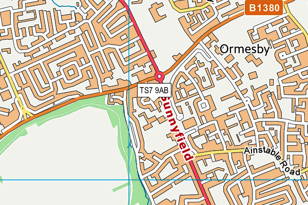 Ormesby Primary School map (TS7 9AB) - OS VectorMap District (Ordnance Survey)