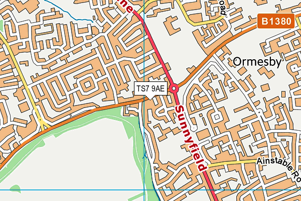 TS7 9AE map - OS VectorMap District (Ordnance Survey)