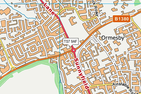 TS7 9AF map - OS VectorMap District (Ordnance Survey)