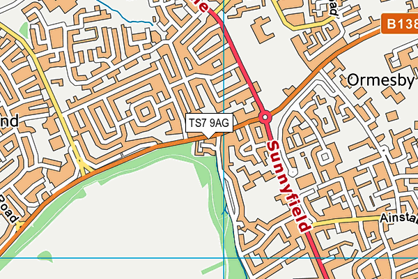 TS7 9AG map - OS VectorMap District (Ordnance Survey)