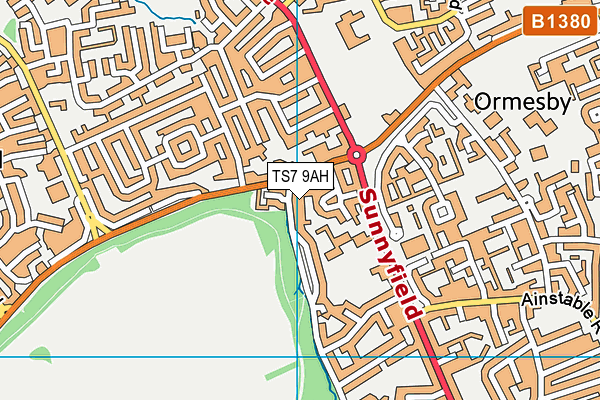 TS7 9AH map - OS VectorMap District (Ordnance Survey)