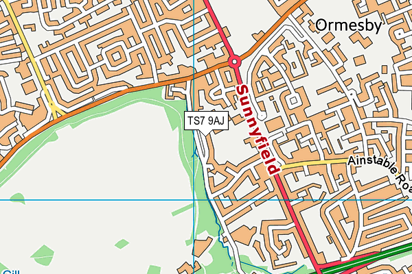 TS7 9AJ map - OS VectorMap District (Ordnance Survey)