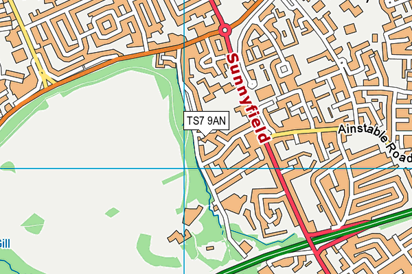 TS7 9AN map - OS VectorMap District (Ordnance Survey)
