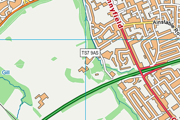 TS7 9AS map - OS VectorMap District (Ordnance Survey)