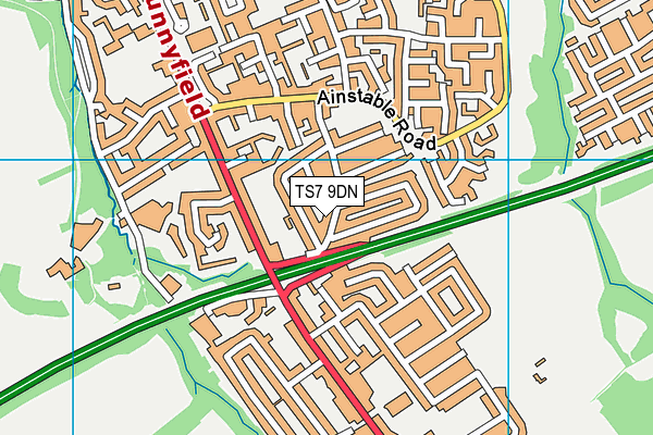 TS7 9DN map - OS VectorMap District (Ordnance Survey)