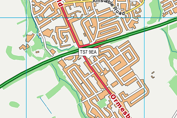 TS7 9EA map - OS VectorMap District (Ordnance Survey)