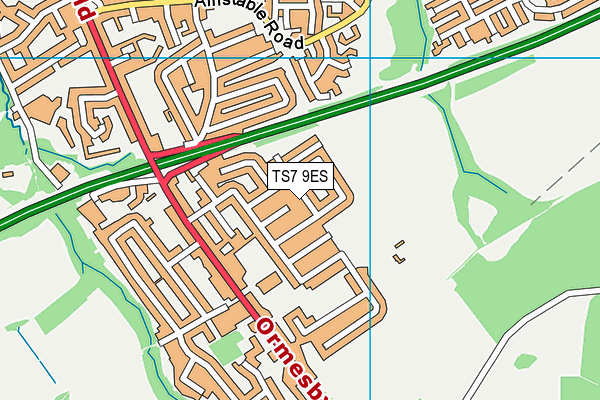 TS7 9ES map - OS VectorMap District (Ordnance Survey)