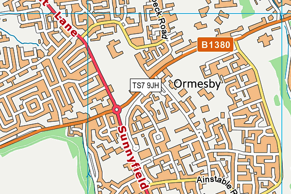 TS7 9JH map - OS VectorMap District (Ordnance Survey)