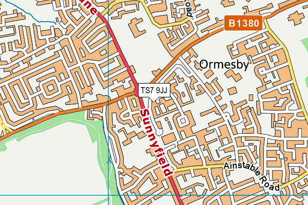 TS7 9JJ map - OS VectorMap District (Ordnance Survey)