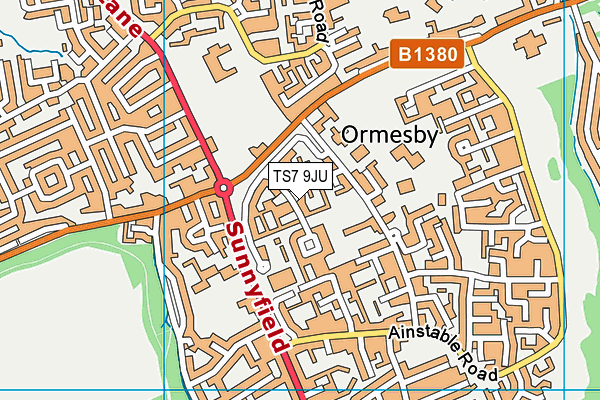 TS7 9JU map - OS VectorMap District (Ordnance Survey)