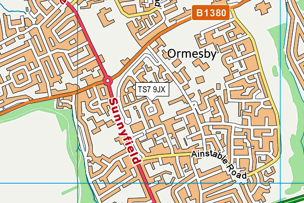 TS7 9JX map - OS VectorMap District (Ordnance Survey)