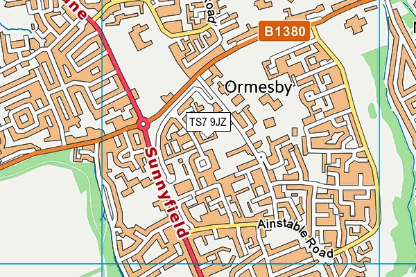 TS7 9JZ map - OS VectorMap District (Ordnance Survey)