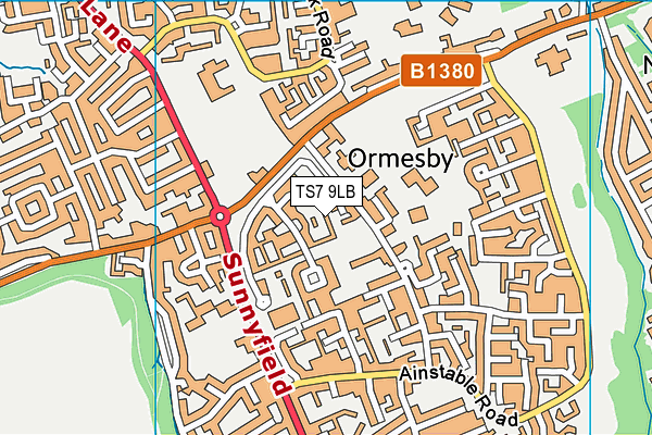 TS7 9LB map - OS VectorMap District (Ordnance Survey)