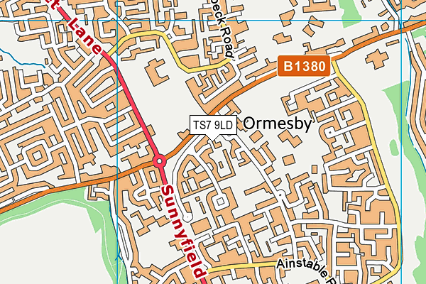 TS7 9LD map - OS VectorMap District (Ordnance Survey)