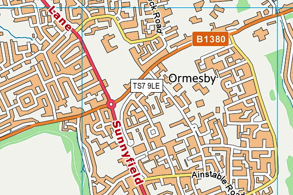 TS7 9LE map - OS VectorMap District (Ordnance Survey)