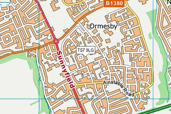 TS7 9LG map - OS VectorMap District (Ordnance Survey)