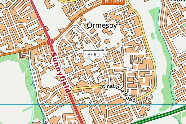 TS7 9LT map - OS VectorMap District (Ordnance Survey)