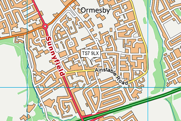 TS7 9LX map - OS VectorMap District (Ordnance Survey)