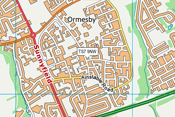 TS7 9NW map - OS VectorMap District (Ordnance Survey)