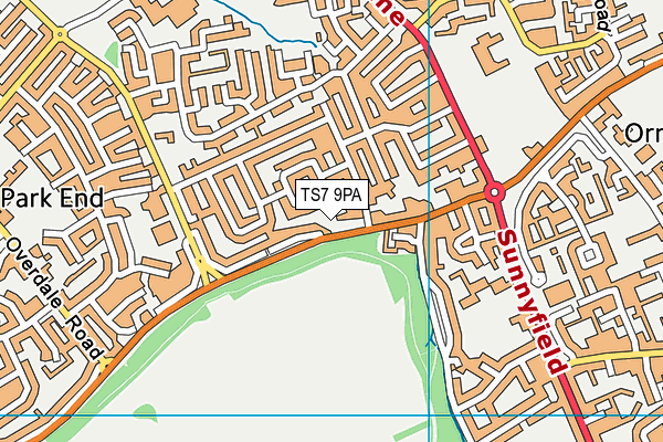 TS7 9PA map - OS VectorMap District (Ordnance Survey)