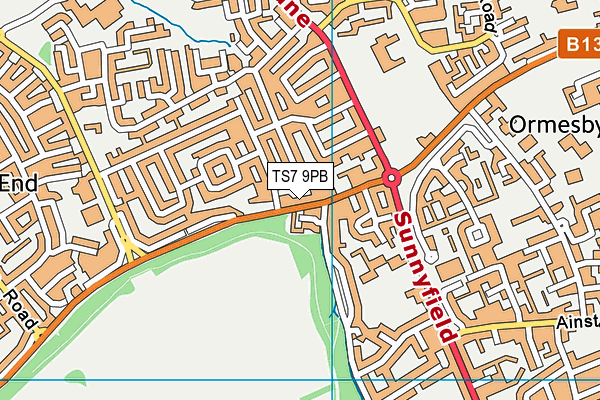 TS7 9PB map - OS VectorMap District (Ordnance Survey)
