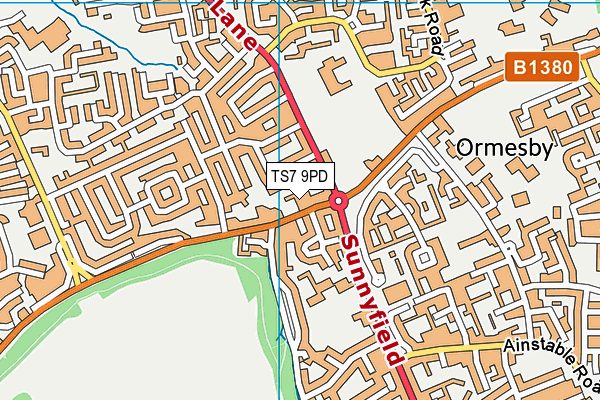 TS7 9PD map - OS VectorMap District (Ordnance Survey)