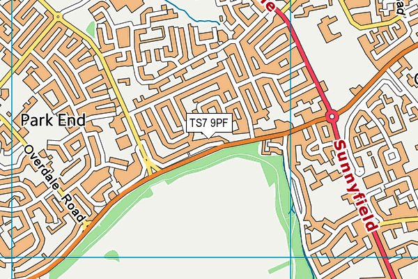 TS7 9PF map - OS VectorMap District (Ordnance Survey)