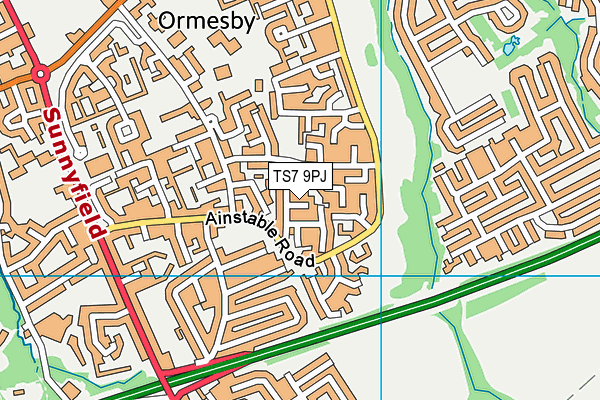 TS7 9PJ map - OS VectorMap District (Ordnance Survey)
