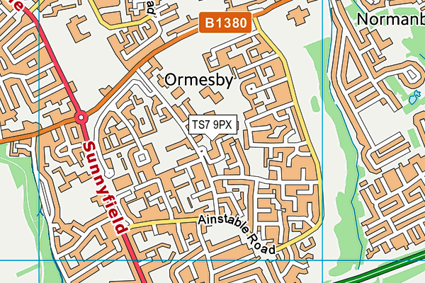 TS7 9PX map - OS VectorMap District (Ordnance Survey)