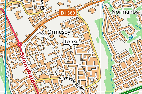 TS7 9PZ map - OS VectorMap District (Ordnance Survey)