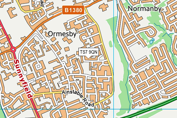 TS7 9QN map - OS VectorMap District (Ordnance Survey)