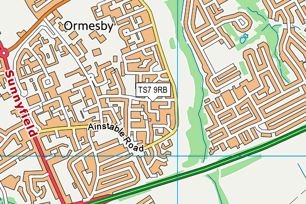 TS7 9RB map - OS VectorMap District (Ordnance Survey)