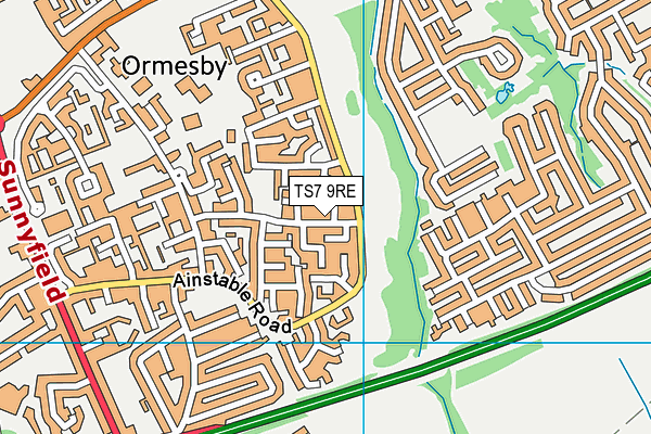 TS7 9RE map - OS VectorMap District (Ordnance Survey)