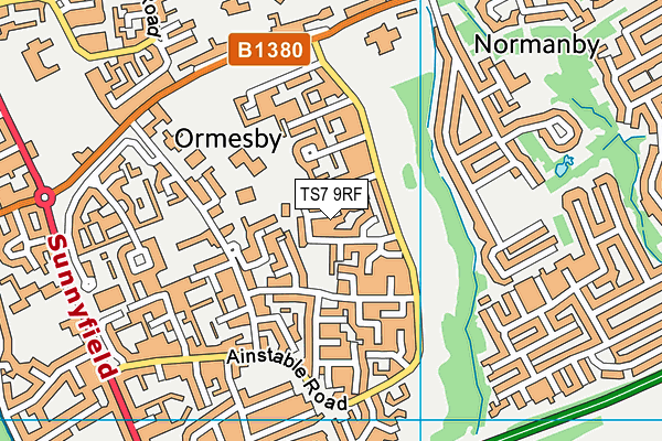 TS7 9RF map - OS VectorMap District (Ordnance Survey)