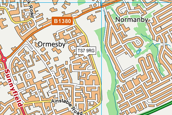 TS7 9RG map - OS VectorMap District (Ordnance Survey)