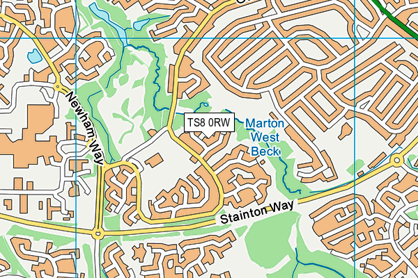 TS8 0RW map - OS VectorMap District (Ordnance Survey)