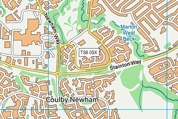 TS8 0SX map - OS VectorMap District (Ordnance Survey)