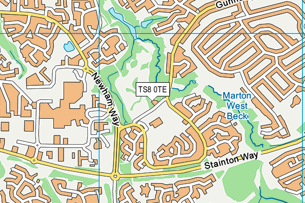 TS8 0TE map - OS VectorMap District (Ordnance Survey)